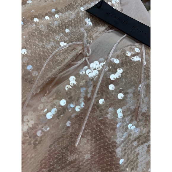 Gianni Bini Kate Sequin Cardigan Sz XS Dove Cream color Ties - Picture 5 of 6